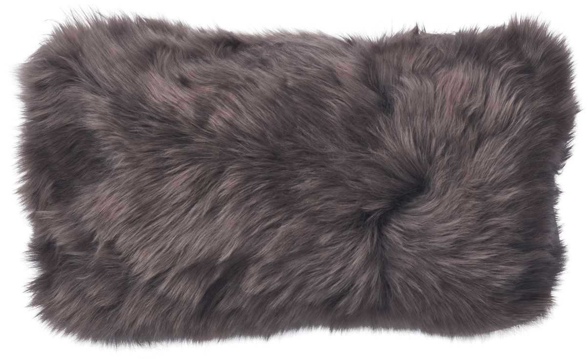 Long Wool Sheepskin Cushion | Doublesided | New Zealand | 25x50 cm Walnut