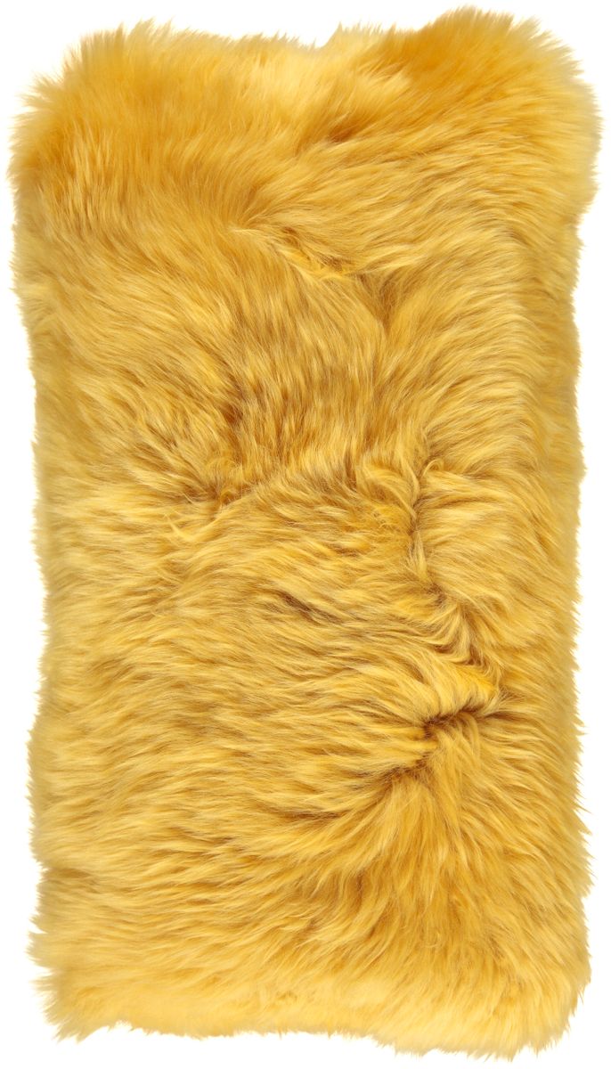 Long Wool Sheepskin Cushion | 28x56 cm Imperial Yellow