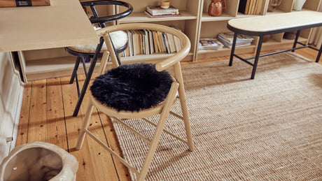 Long Wool Sheepskin Seat Cover 2 Pack | Ø35 cm Black