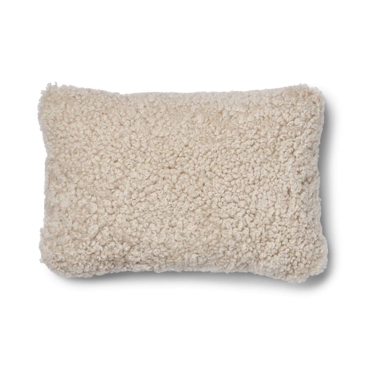 One Side Cushion | Short Wool | 34x52 cm Sand-Beige/Pearl