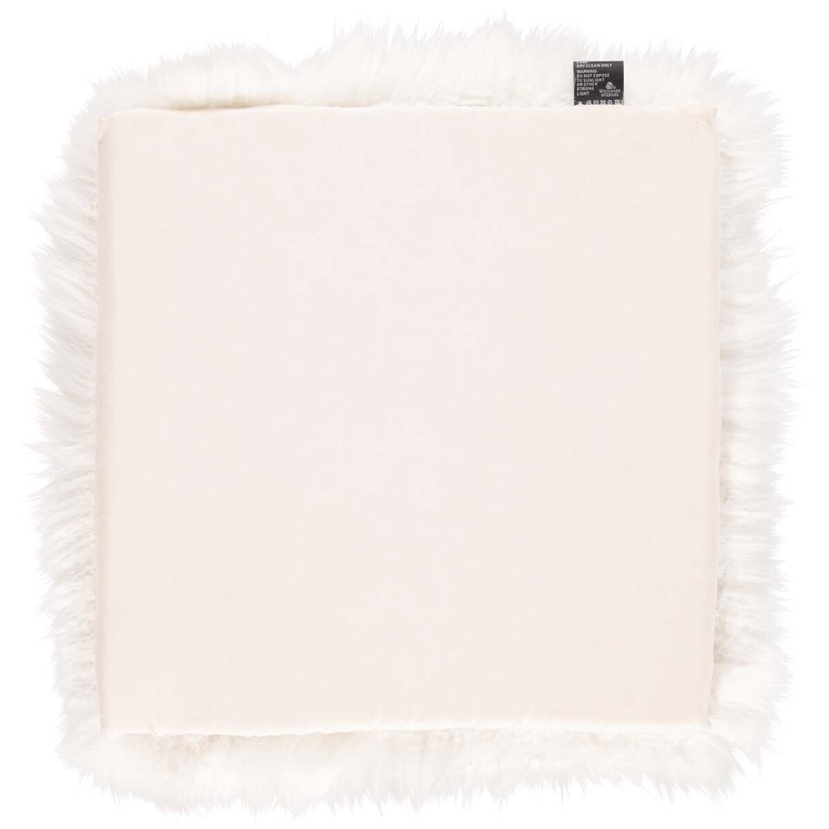 Long Wool Sheepskin Seat Cover | With Filling | 37x37 cm Ivory