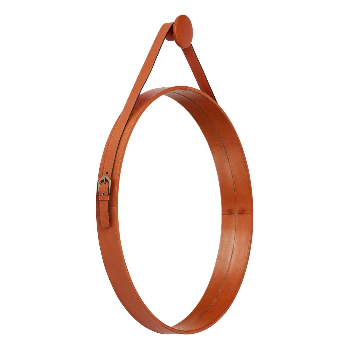 Leather Mirror | Ø60 cm Camel