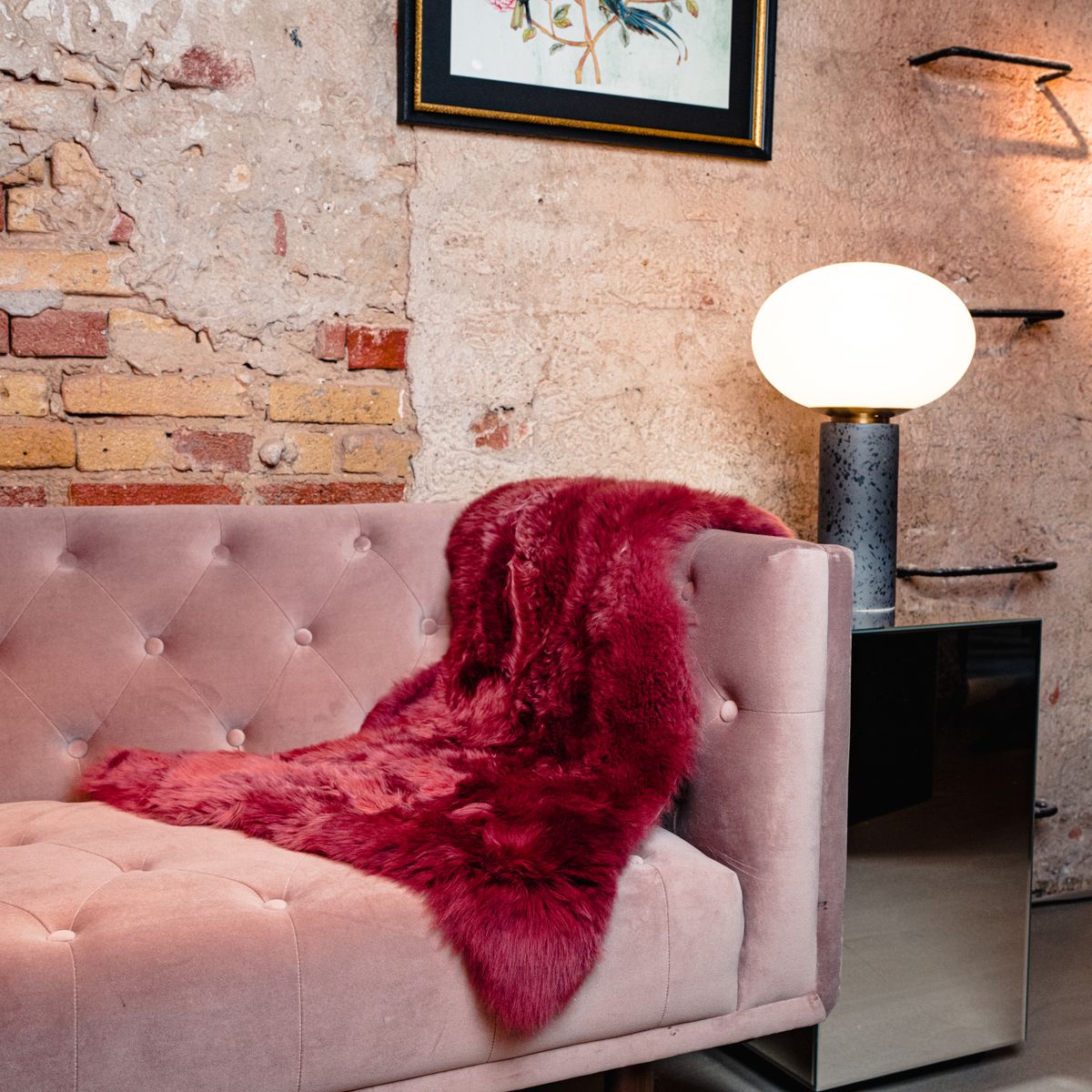 Merino Sheepskin Dyed | New Zealand | Long Wool | approx. 90x60 cm Fuchsia