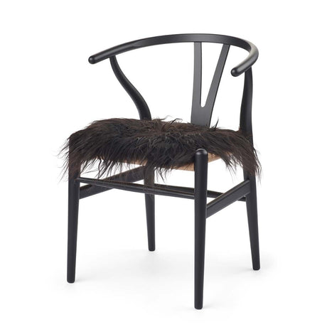 Long Wool Sheepskin Seat Cover | 40x40 cm Blacky