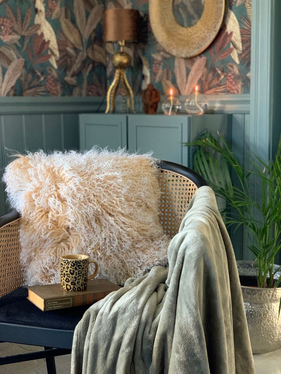 Sheepskin Cushion | Mongolian | 45x45cm Warm Sand