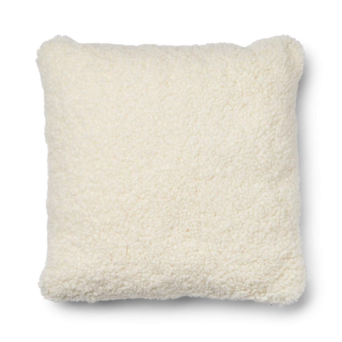 One Side Cushion | Short Wool | 52x52 cm Oatmeal-Beige/Ivory