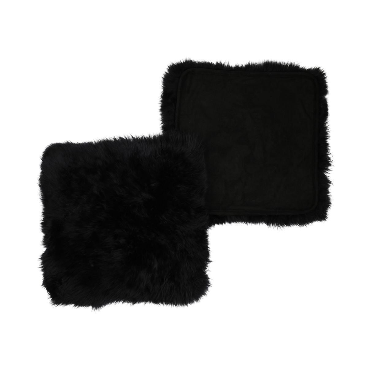 Seat Cover | With Backing | Long Wool | New Zealand | 40x40 cm Black