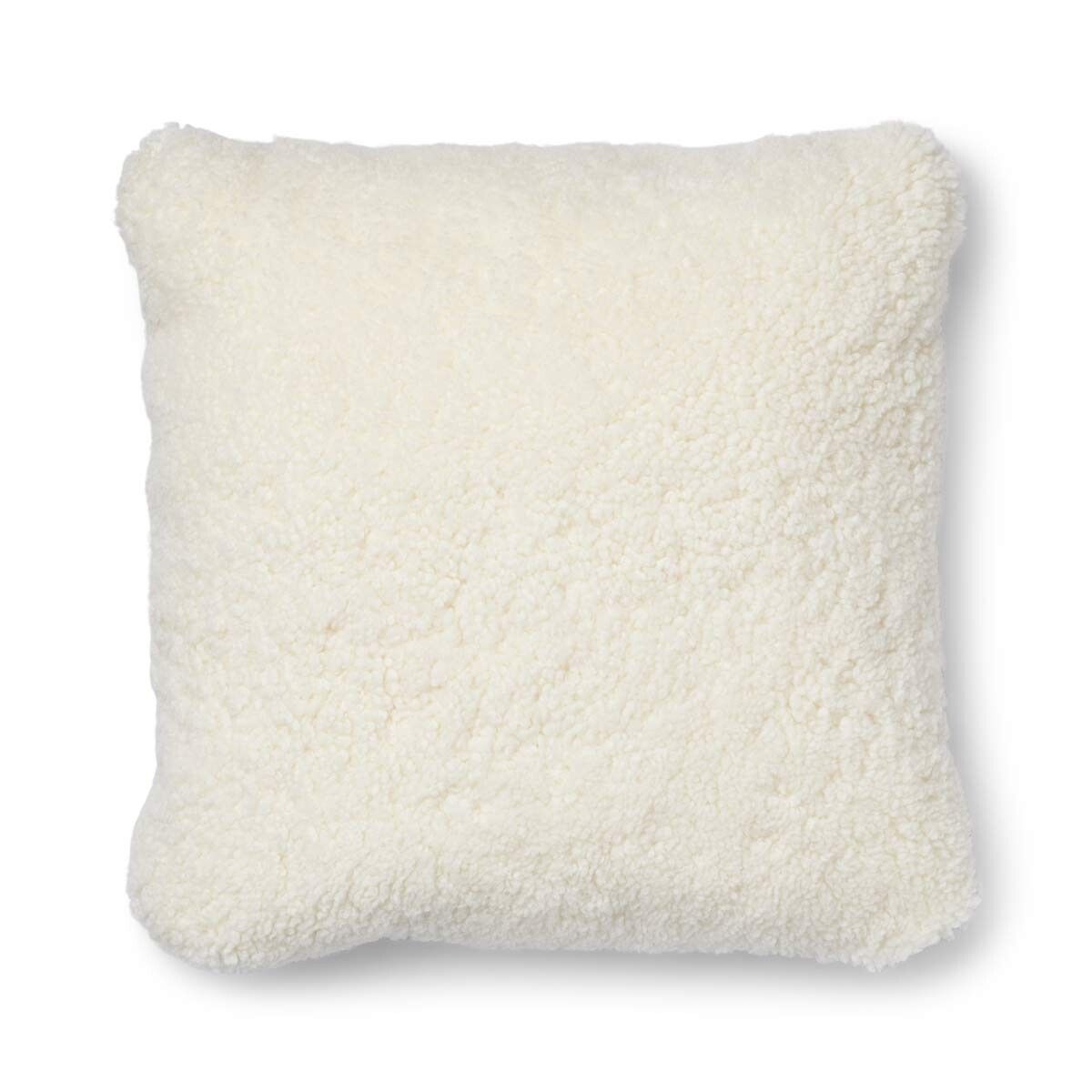 Short Wool Sheepskin Cushion | Two-sided |52x52 cm | 34x52 cm Silver/Ivory