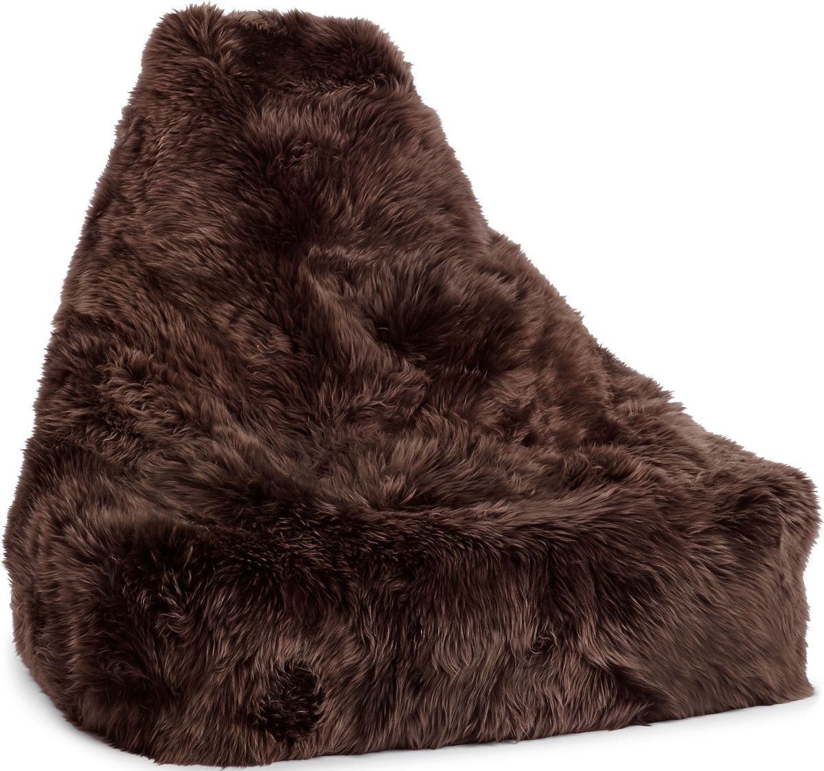 Sheepskin Bean Bag Chair | Long Wool | 100x100x80 cm Chocolate