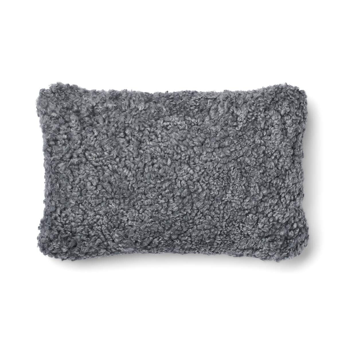 Short Wool Sheepskin Cushion | Two-sided |52x52 cm | 34x52 cm Stone/Light Grey
