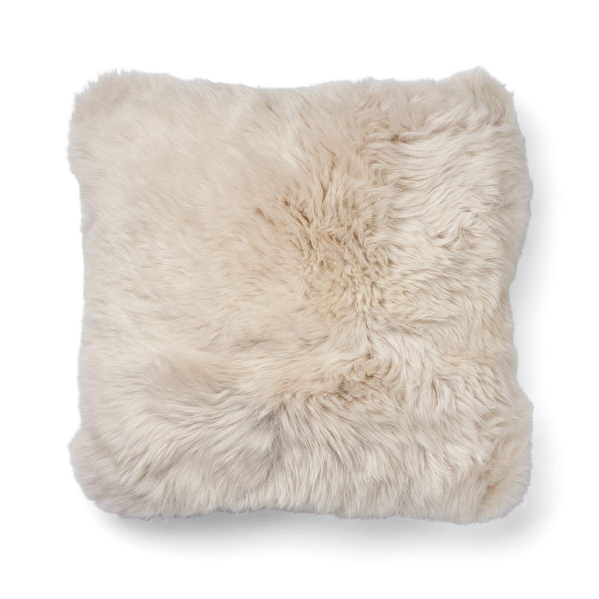 Long Wool Sheepskin Cushion | 52x52 cm Beige/Linen