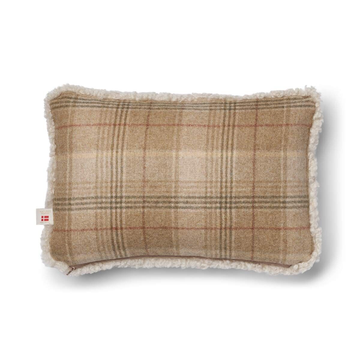 Two-sided Cushion | Short Wool | 34x52 cm Sand-Beige/Pearl