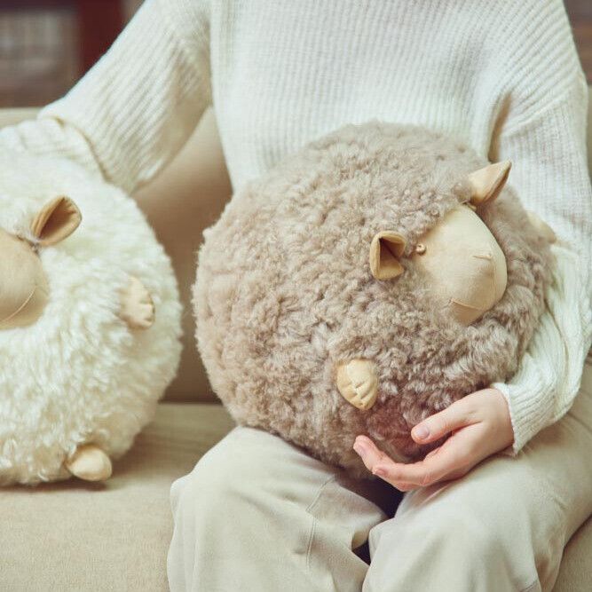Cute Sheep Cushion | Ø34 cm Beige/White