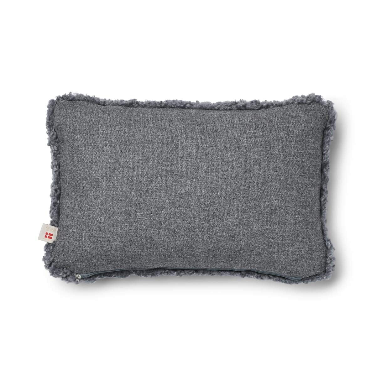 Short Wool Sheepskin Cushion | Two-sided |52x52 cm | 34x52 cm Stone/Light Grey