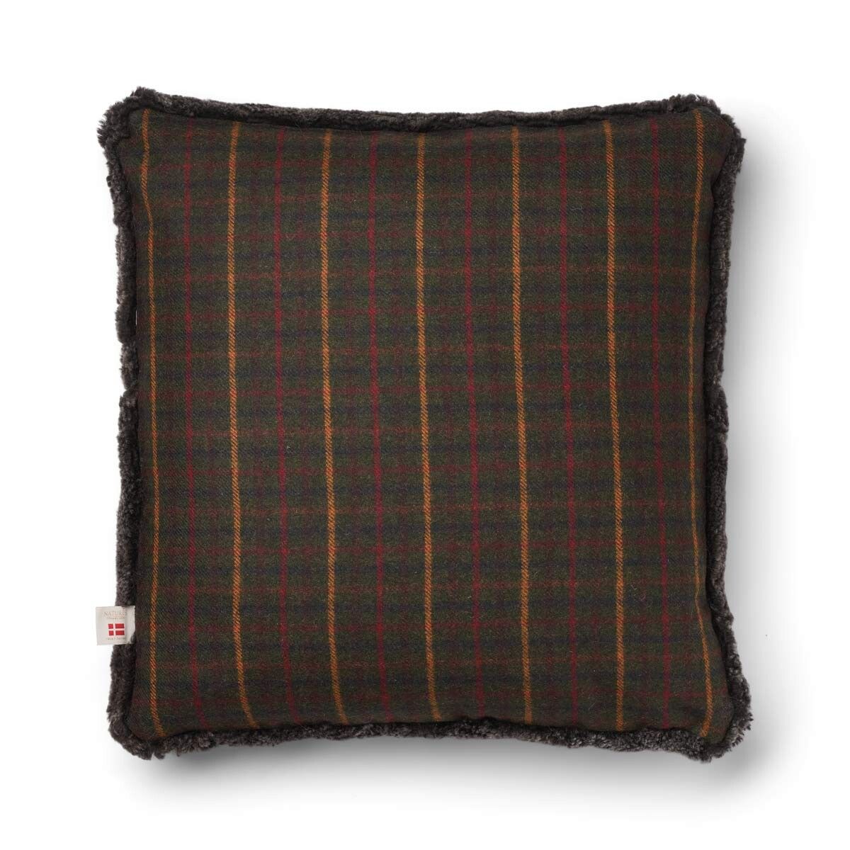 Two-sided Cushion | Short Wool | 52x52 cm Kilberry Fir-Dark Green/Cappuccino
