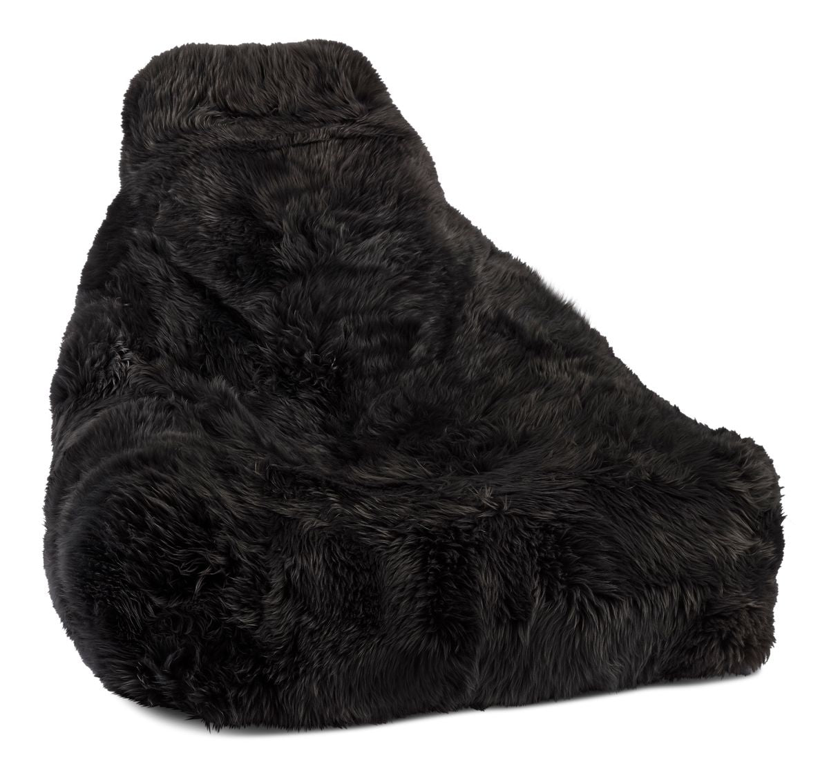 Sheepskin Bean Bag Chair | Long Wool | 100x100x80 cm Black