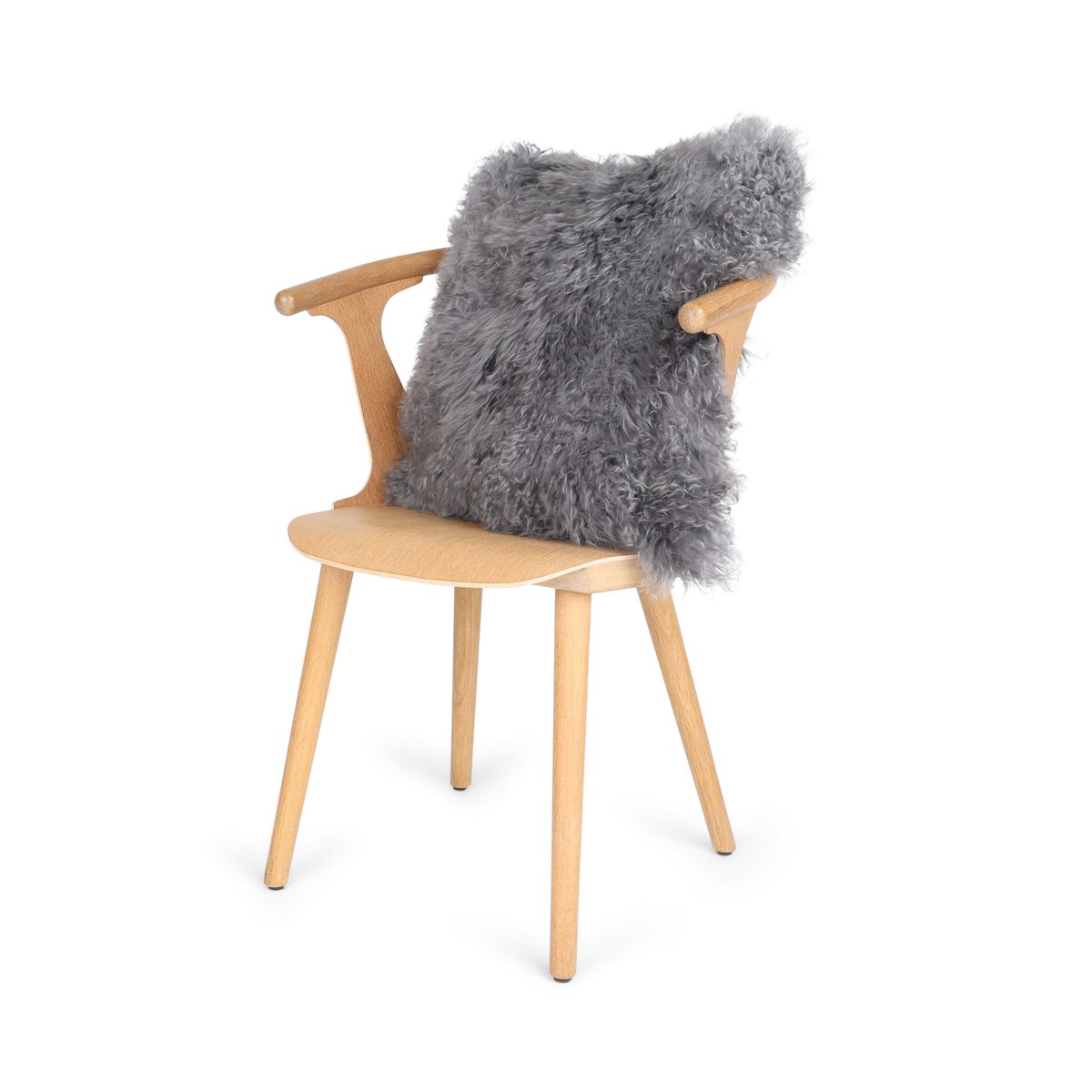 Sheepskin Cushion | Mongolian | 50x50 cm Steel