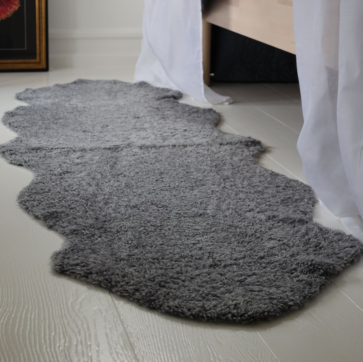 Double New Zealand Sheepskin | Short Curly Wool | 180 cm Anthracite
