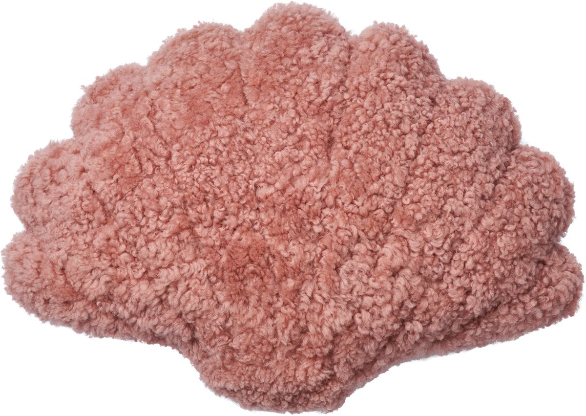 Short Wool Shell Cushion | Small | Medium | Large Coral Rose
