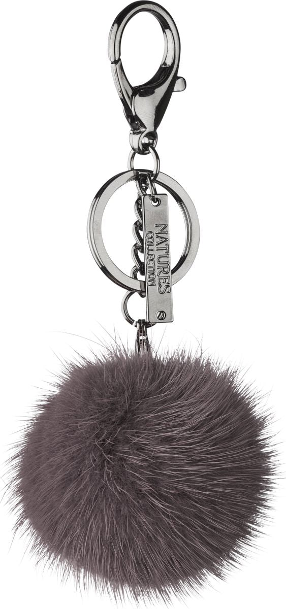 Pom Pom Keyring Black Metal Dark Grey