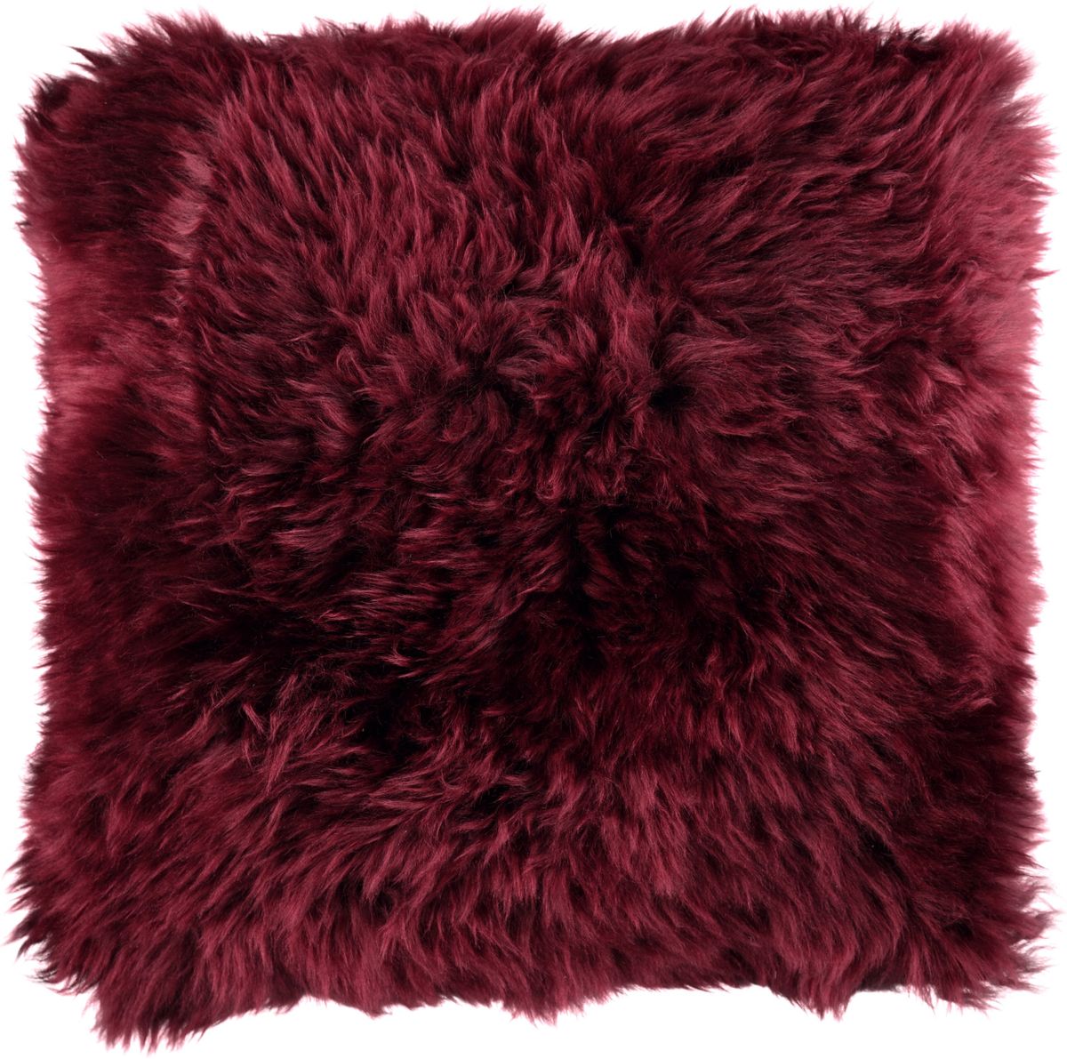 Long Wool Sheepskin Cushion | 35x35 cm Burgundy