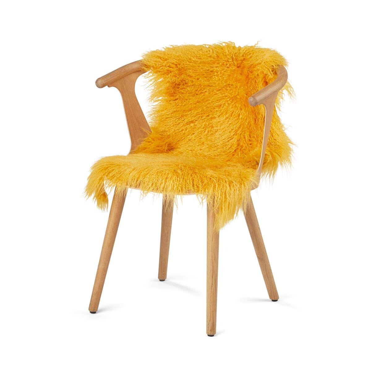 Tibetan Sheepskin | Curly | 85x50 cm Mustard Yellow