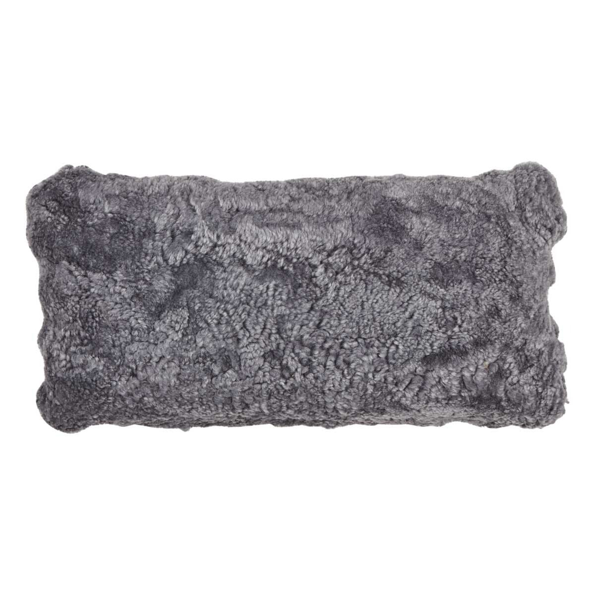 Short Wool Sheepskin Cushion | Doublesided | SW | 30x60 cm Light Grey