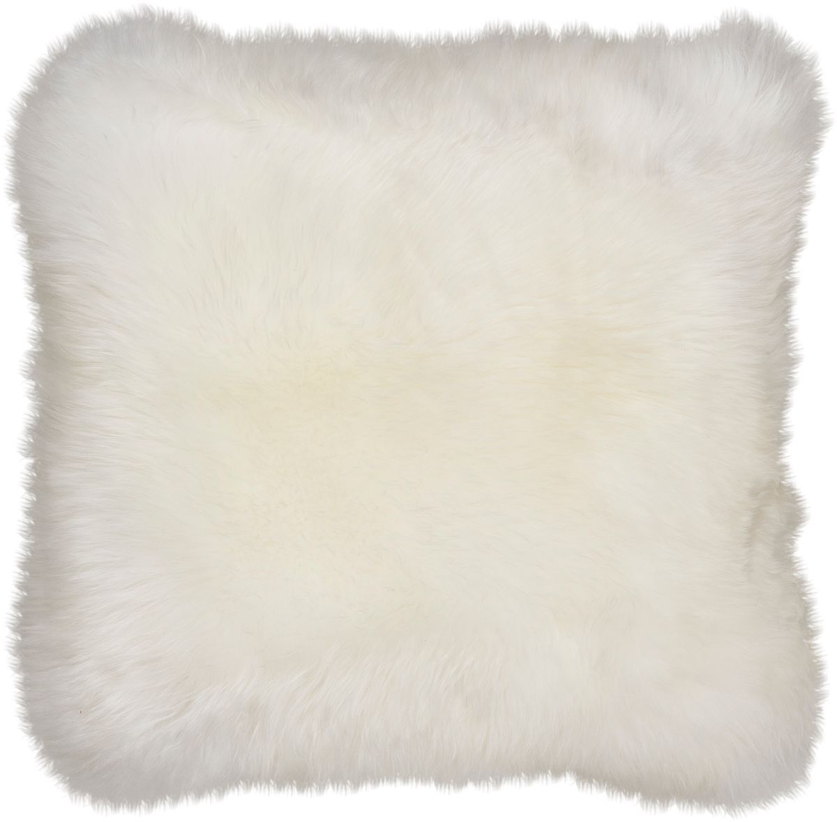 Long-Wool Sheepskin Cushion | LW | Leather backing | 50x50 cm Ivory