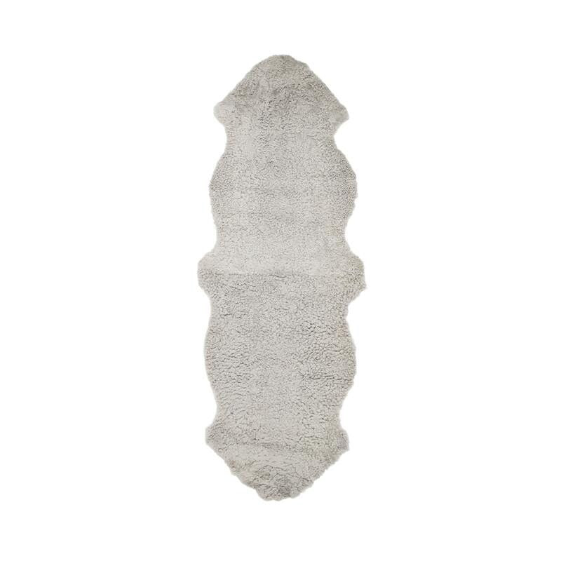 Double Sheepskin Rug | New Zealand | Short Wool curly | 170x60 cm Grey