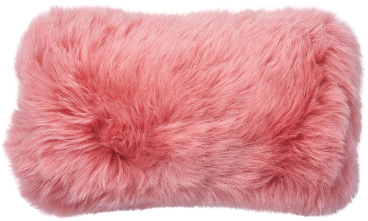 Long Wool Sheepskin Cushion | Doublesided | New Zealand | 25x50 cm Coral Peach