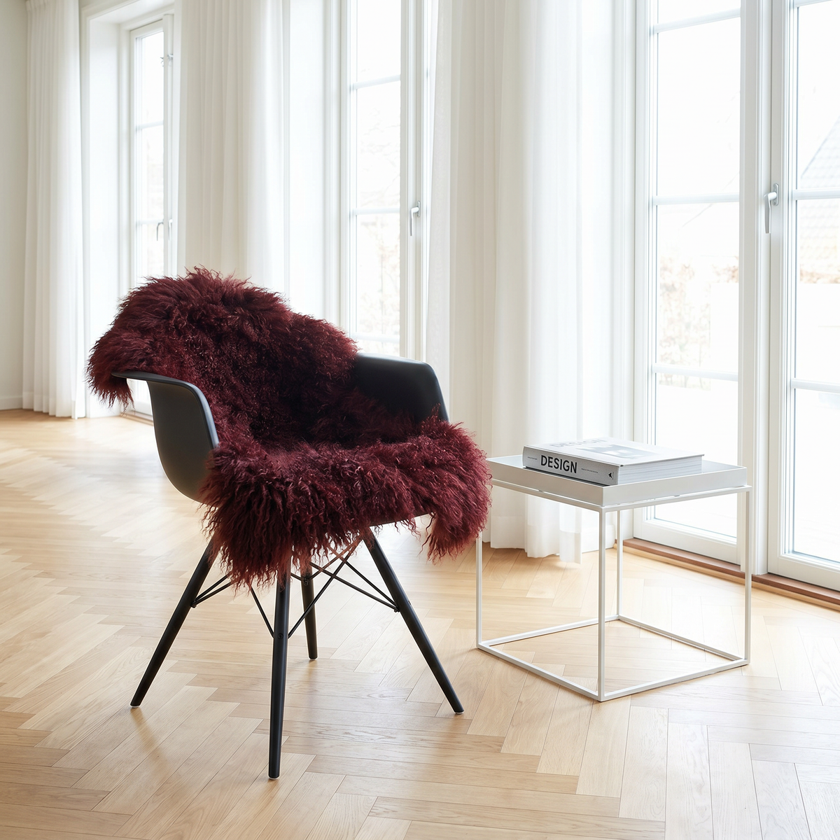 Curly Sheepskin | Mongolian | 85x50 cm Burgundy