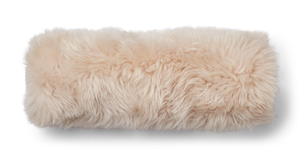 Sheepskin Bolster Cushion | D20xL52 cm Linen/Pearl