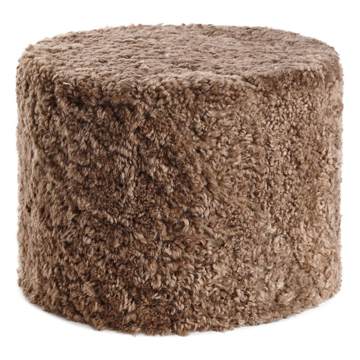 Short Wool Curly Sheepskin Pouf