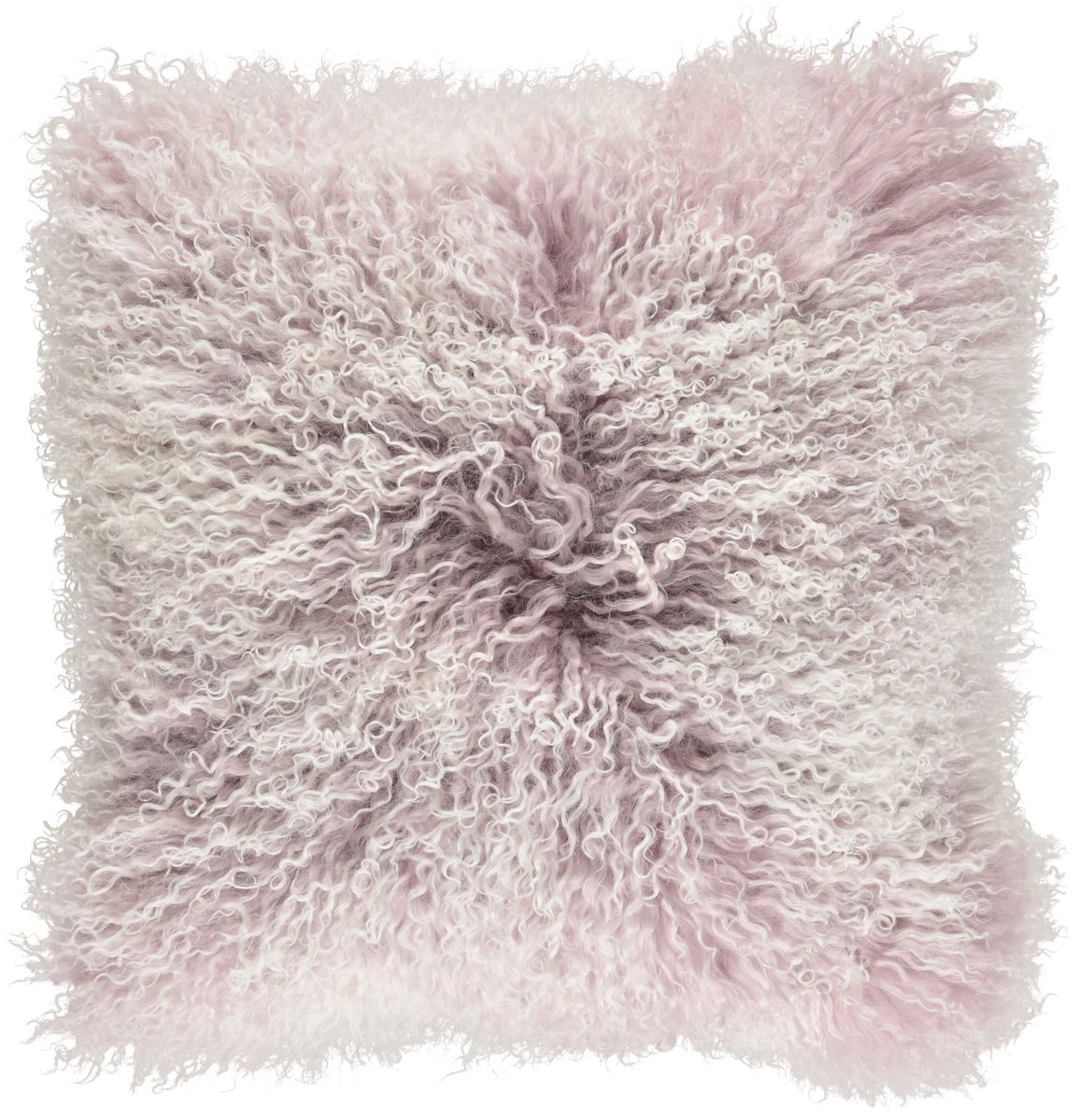 Snow Collection Curly Cushion | Mongolian Sheepskin Cloud Grey/Snow Top
