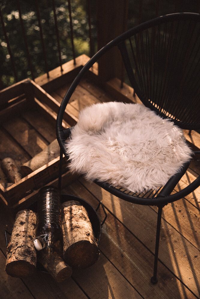 Premium Seat Cover | Long Wool | New Zealand | D34 cm Linen