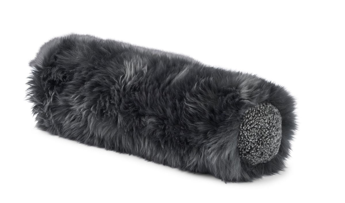 Sheepskin Bolster Cushion | D20xL52 cm Steel/Graphite