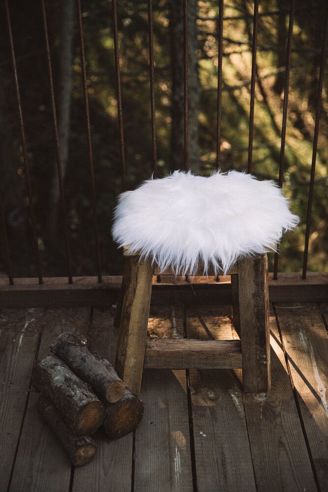 Long Wool Sheepskin Seat Cover 2 Pack | Ø35 cm Ivory