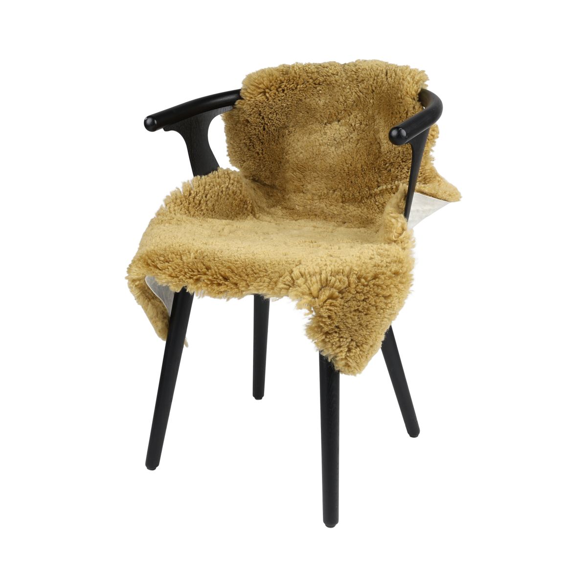 Black Country Sheepskin | New Zealand | Long Wool Curly | 90 cm Straw Yellow
