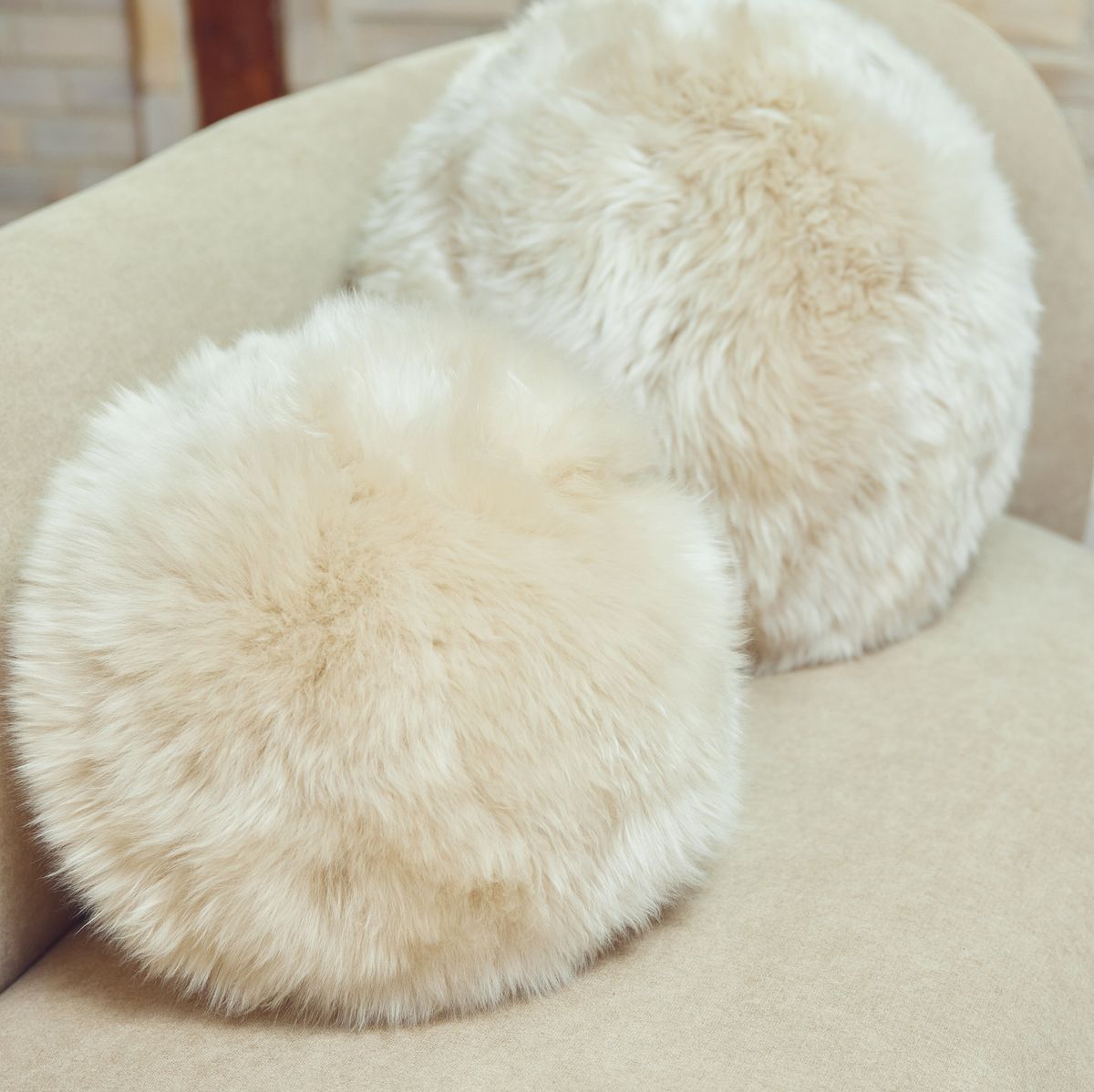 Angelite Cushion | D30 cm | D25 | D35 | Long Wool Black