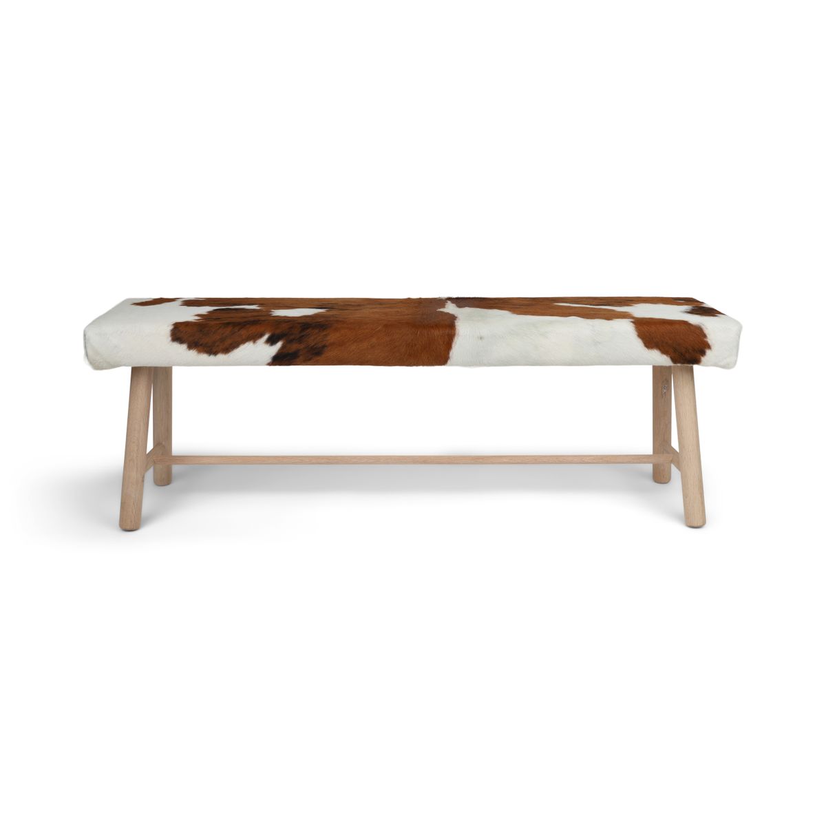 Theo Cowhide Bench | Oak Legs | 140x35x45 cm Brown/White