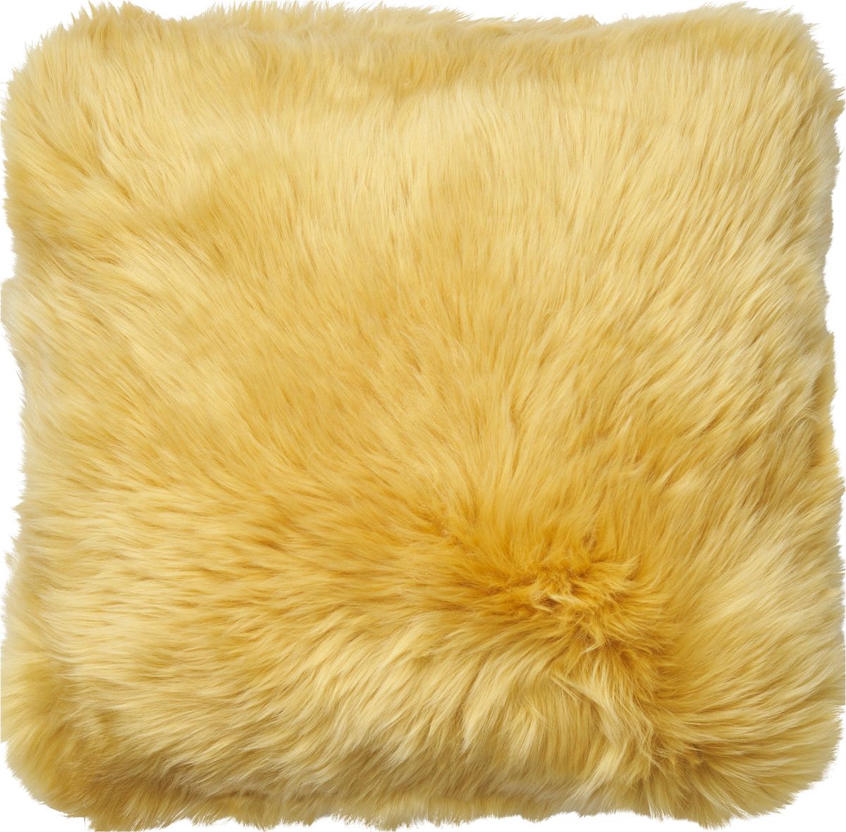 Long Wool Sheepskin Cushion | Doublesided | New Zealand | 45x45 cm Coral Yellow