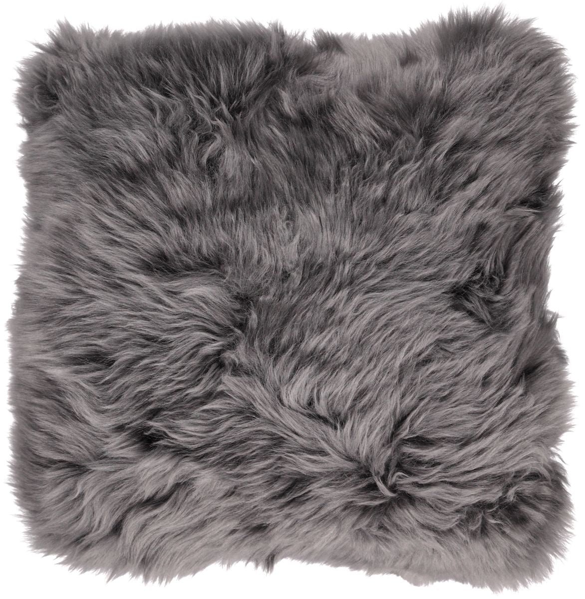 Long Wool Sheepskin Cushion | 35x35 cm Steel