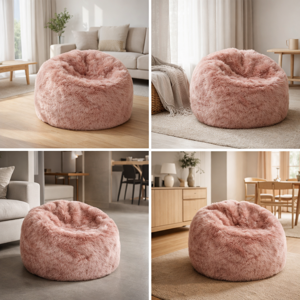 Round Sheepskin Bean Bag | Long Wool | Large