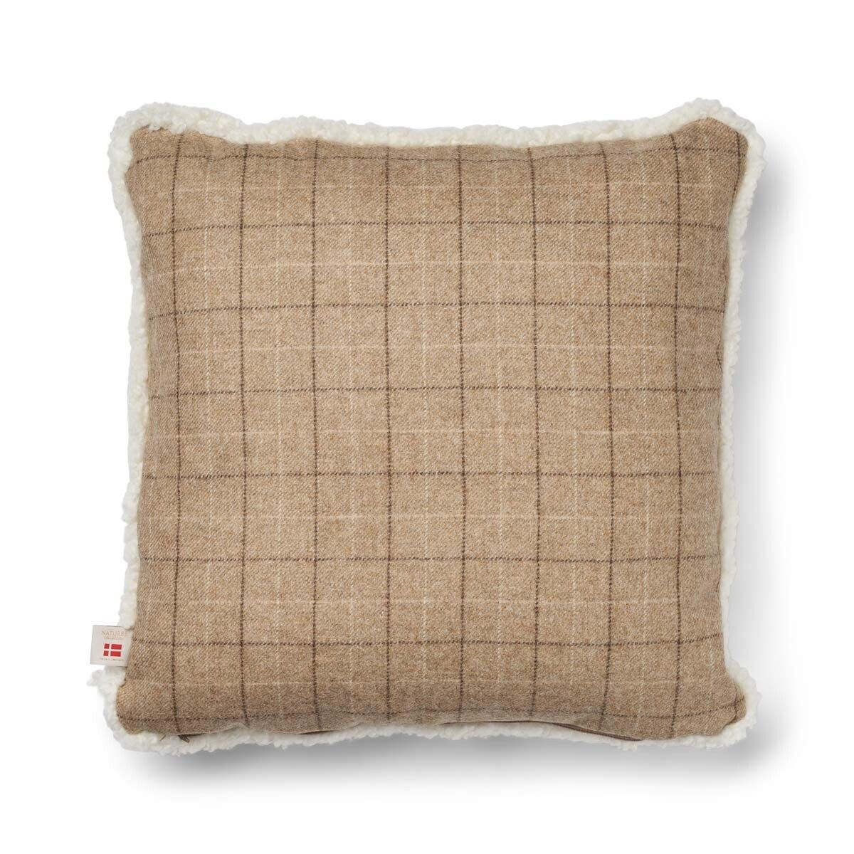 One Side Cushion | Short Wool | 52x52 cm Oatmeal-Beige/Ivory