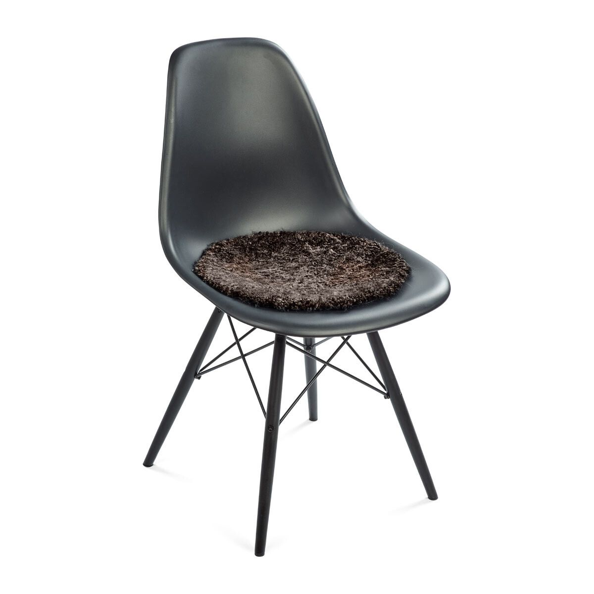 Premium Short Wool Curly Sheepskin Seat Cover | Ø38 cm Cappuccino