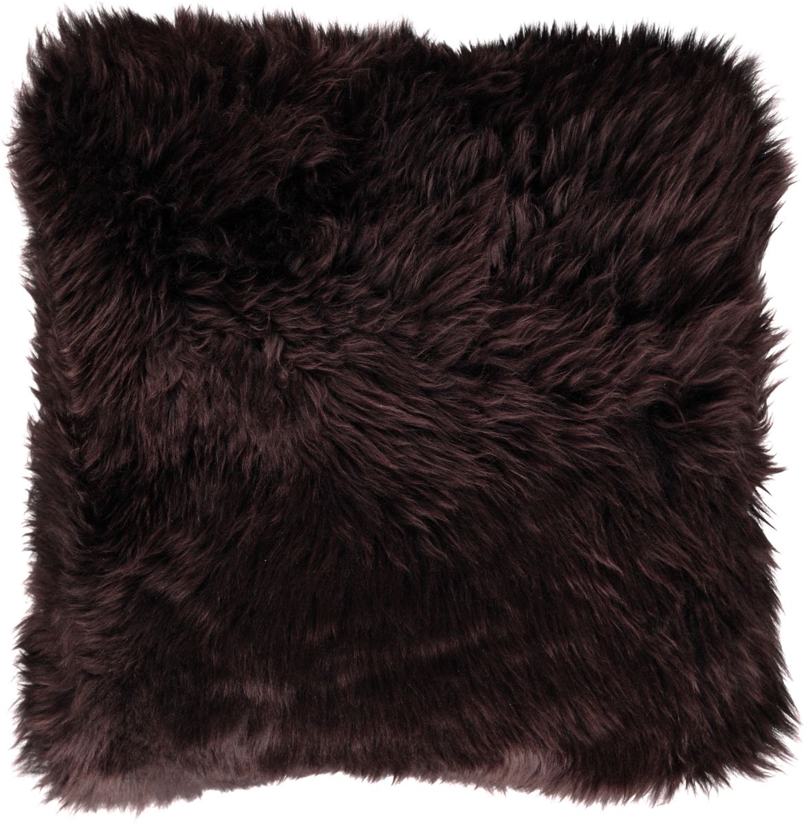 Long Wool Sheepskin Cushion | 35x35 cm Chocolate
