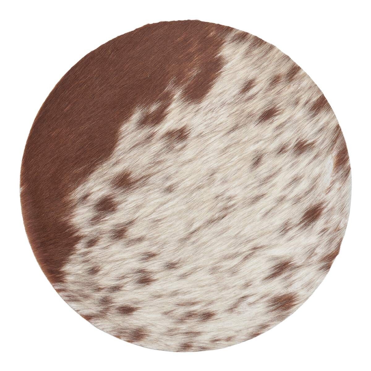 Cow Hide Seat Cover | Ø37 cm Salt/Pepper/Brown/White