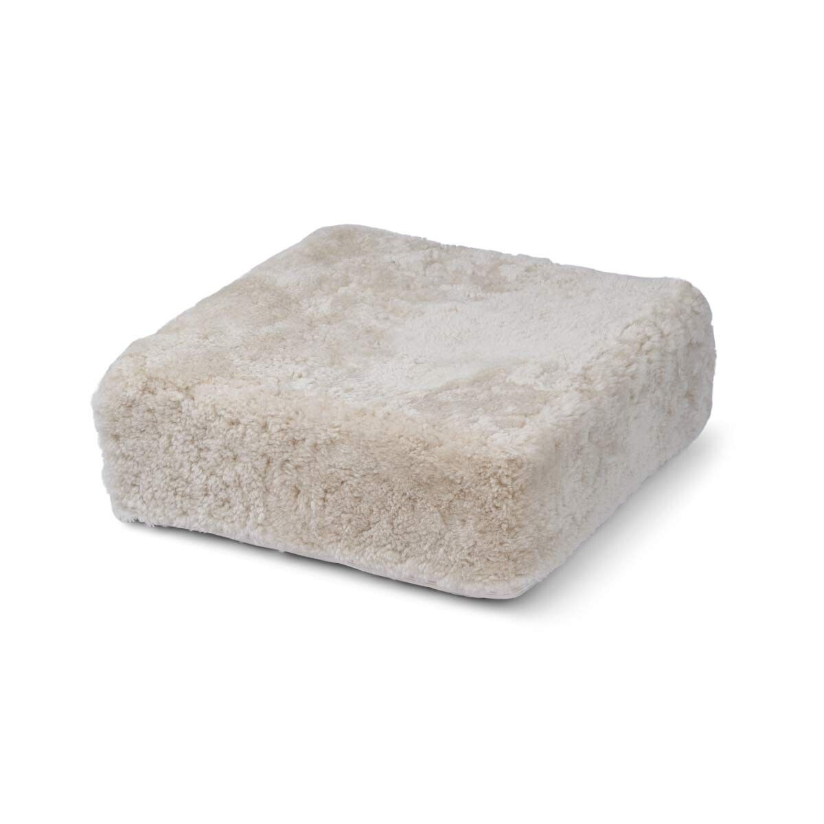 Short Wool Curly Sheepskin Pouf