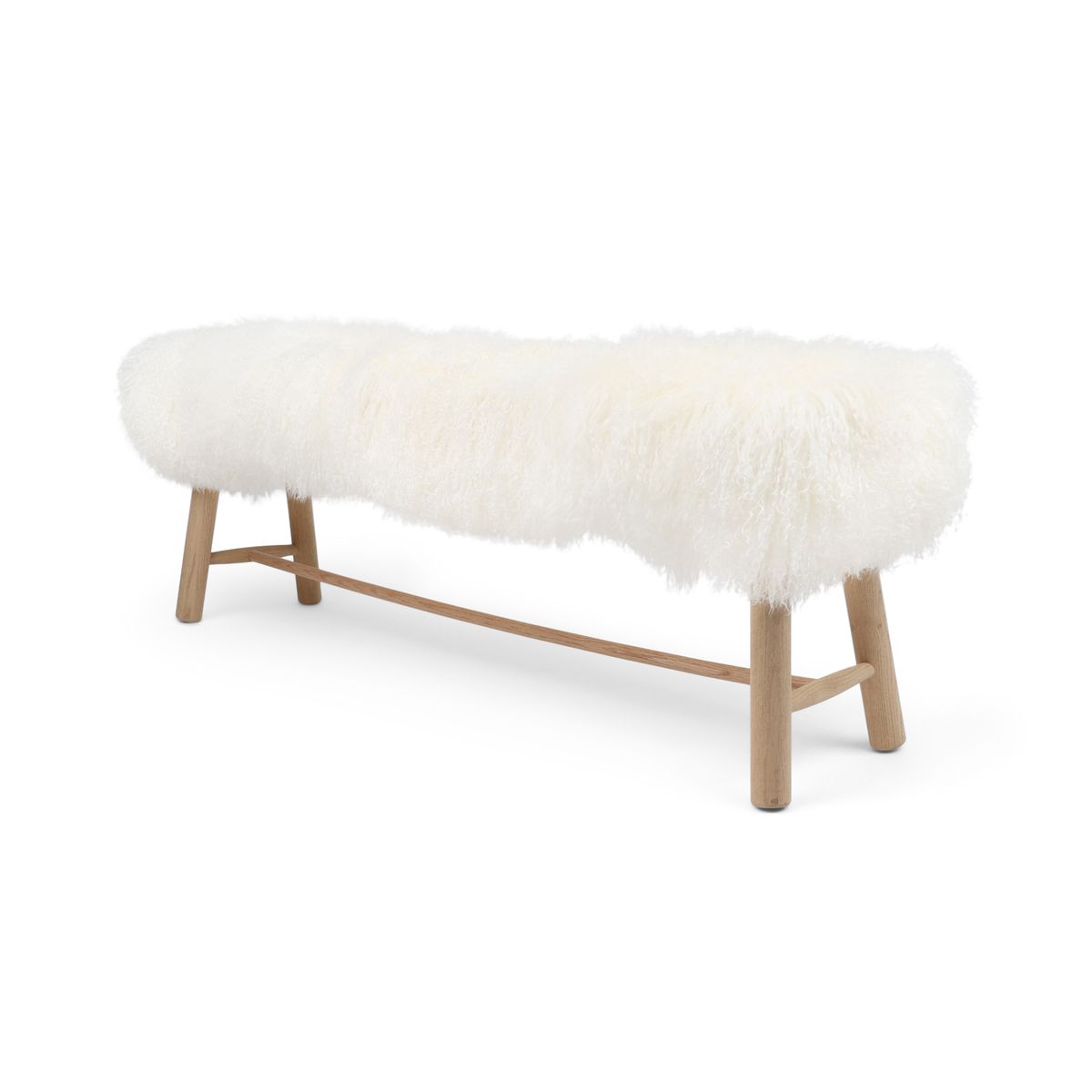 Bench with Tibetan Sheepskin | Oak Legs | 140x35x45 cm