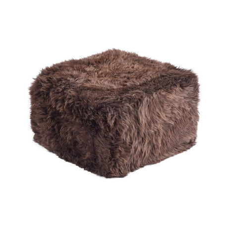 Long Wool Sheepskin Pouf Chocolate